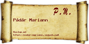 Pádár Mariann névjegykártya