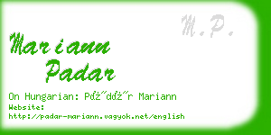 mariann padar business card
